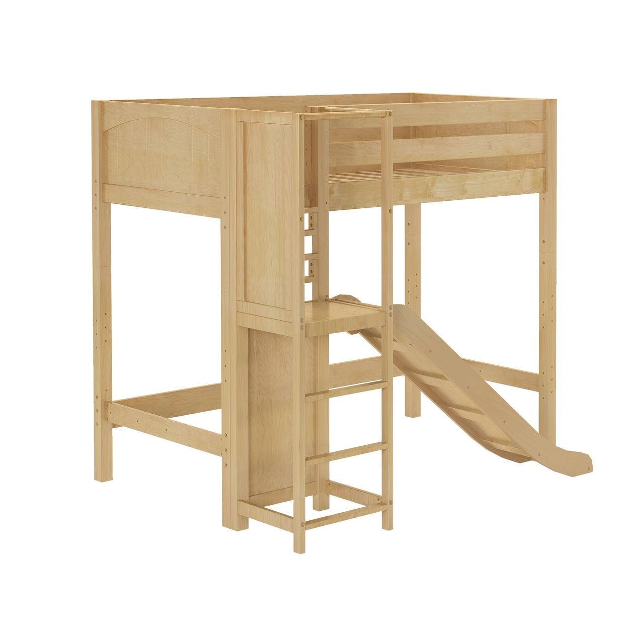 FILIHANKAT XL NP : Play Loft Beds Twin XL High Loft Bed with Slide Platform, Panel, Natural