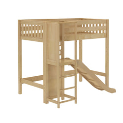 FILIHANKAT XL NS : Play Loft Beds Twin XL High Loft Bed with Slide Platform, Slat, Natural