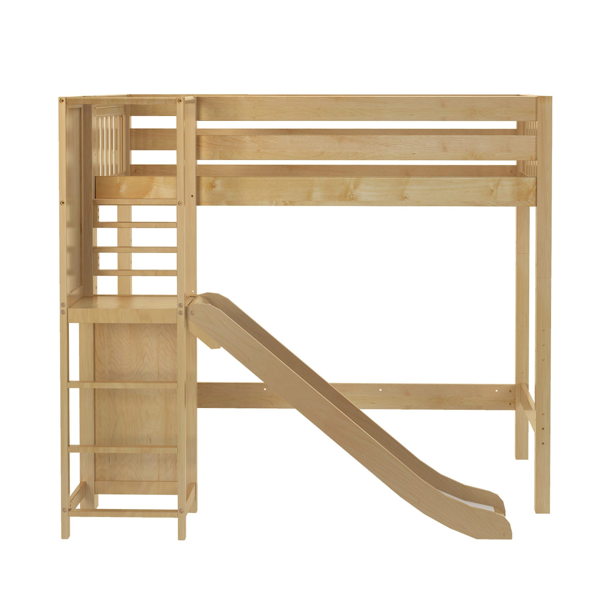 FILIHANKAT XL NS : Play Loft Beds Twin XL High Loft Bed with Slide Platform, Slat, Natural