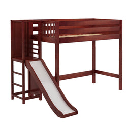 FILIOCUS XL CP : Play Loft Beds Twin XL High Loft Bed with Slide Platform, Panel, Chestnut