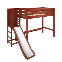 FILIOCUS XL CP : Play Loft Beds Twin XL High Loft Bed with Slide Platform, Panel, Chestnut