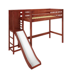 FILIOCUS XL CS : Play Loft Beds Twin XL High Loft Bed with Slide Platform, Slat, Chestnut