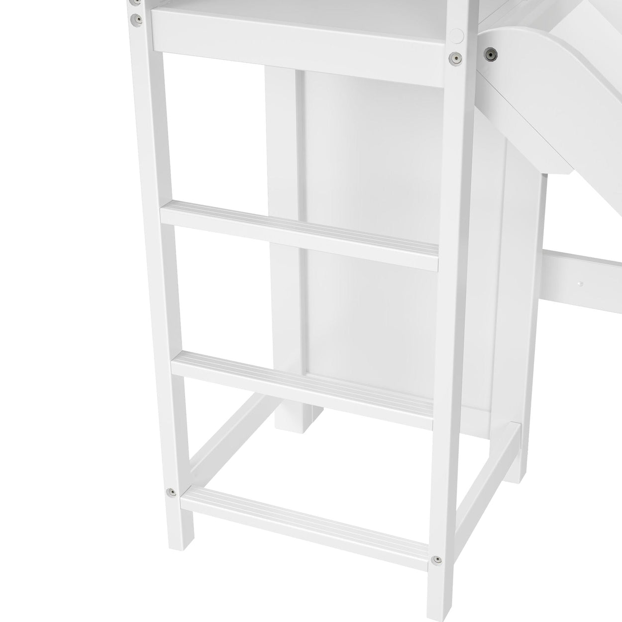 FILIOCUS XL WS : Play Loft Beds Twin XL High Loft Bed with Slide Platform, Slat, White