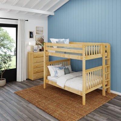 FIT 1 NS : Classic Bunk Beds Med. High Bunk w/ Straight Ladder on End, Slat, Natural