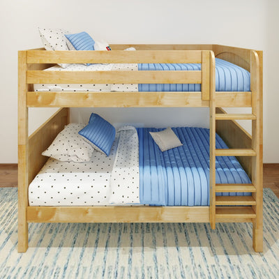 FIT NP : Classic Bunk Beds Full Medium Bunk Bed with Straight Ladder on Front, Panel, Natural