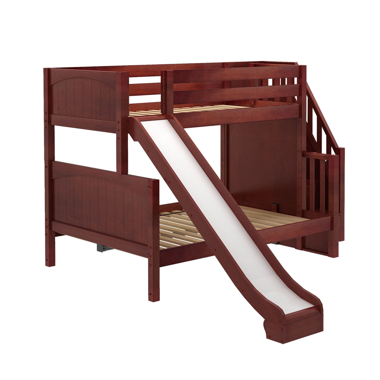 FOXTROT CP : Play Bunk Beds Medium Twin over Full Bunk Bed with Stairs + Slide, Panel, Chestnut