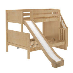 FOXTROT NP : Bunk Bed Medium Twin over Full Bunk Bed with Stairs + Slide, Panel, Natural