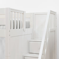 FOXTROT WS : Bunk Bed Medium Twin over Full Bunk Bed with Stairs + Slide, Slat, White