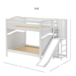 GAMUT WC : Play Bunk Beds Full High Bunk Bed with Slide Platform, Curved, White