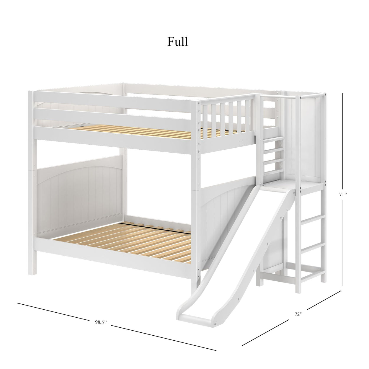 GAMUT WP : Play Bunk Beds Full High Bunk Bed with Slide Platform, Panel, White