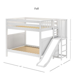 GAMUT WP : Play Bunk Beds Full High Bunk Bed with Slide Platform, Panel, White