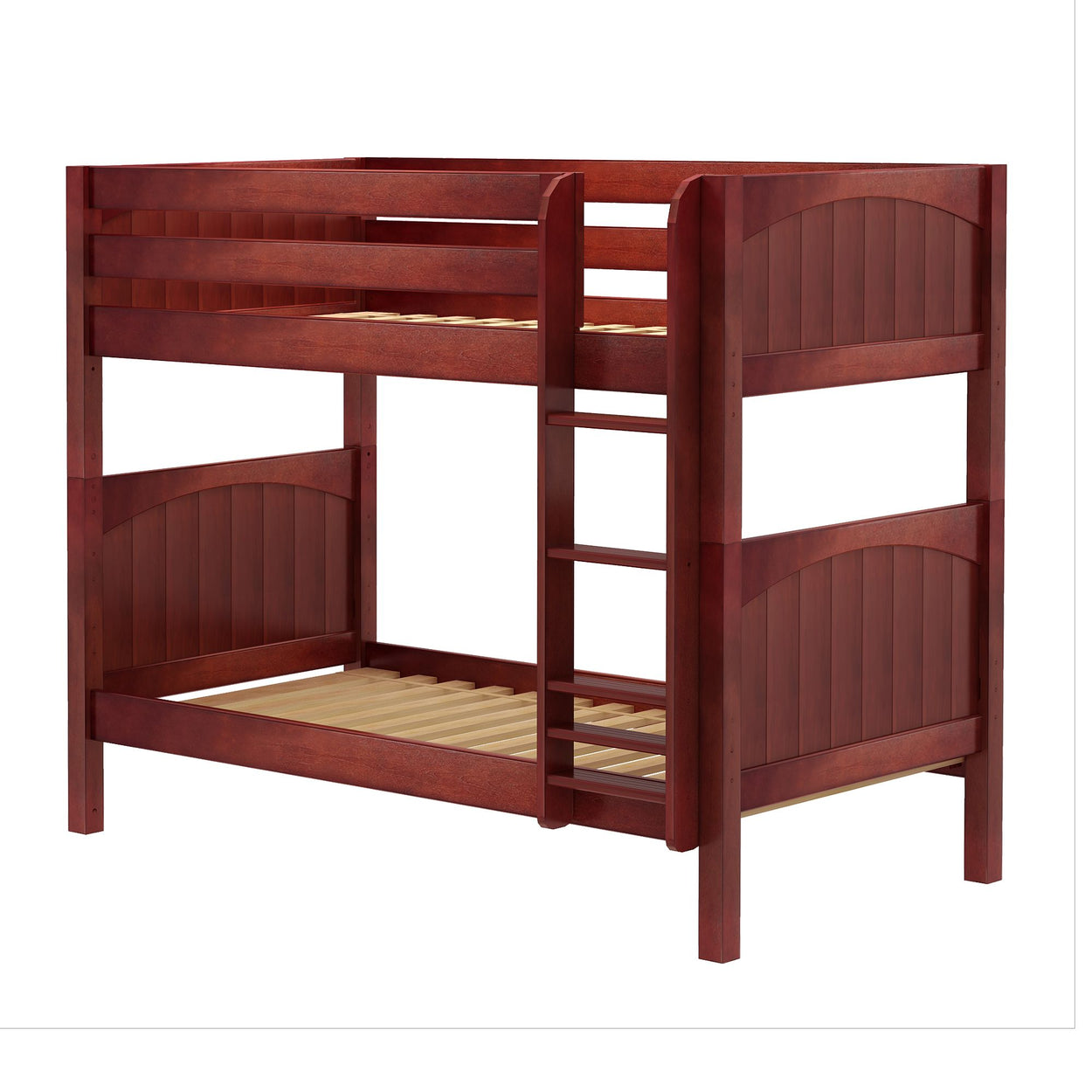 GETIT CP : Bunk Bed Twin Medium Bunk Bed with Straight Ladder on Front, Panel, Chestnut