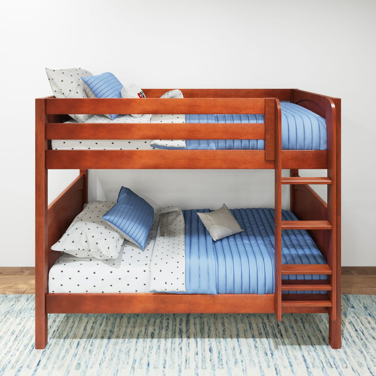 GETIT CP : Bunk Bed Twin Medium Bunk Bed with Straight Ladder on Front, Panel, Chestnut