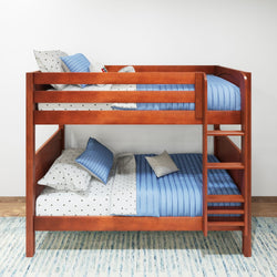 GETIT CP : Classic Bunk Beds Twin Medium Bunk Bed with Straight Ladder on Front, Panel, Chestnut