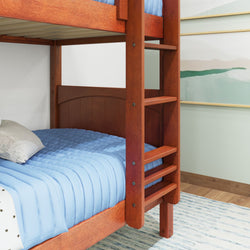 GETIT CP : Bunk Bed Twin Medium Bunk Bed with Straight Ladder on Front, Panel, Chestnut