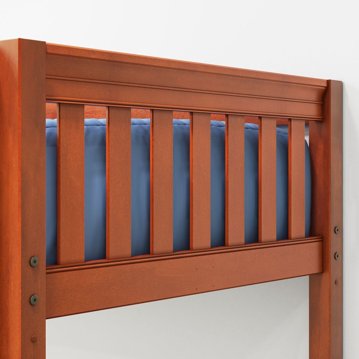 GETIT CS : Bunk Bed Twin Medium Bunk Bed with Straight Ladder on Front, Slat, Chestnut