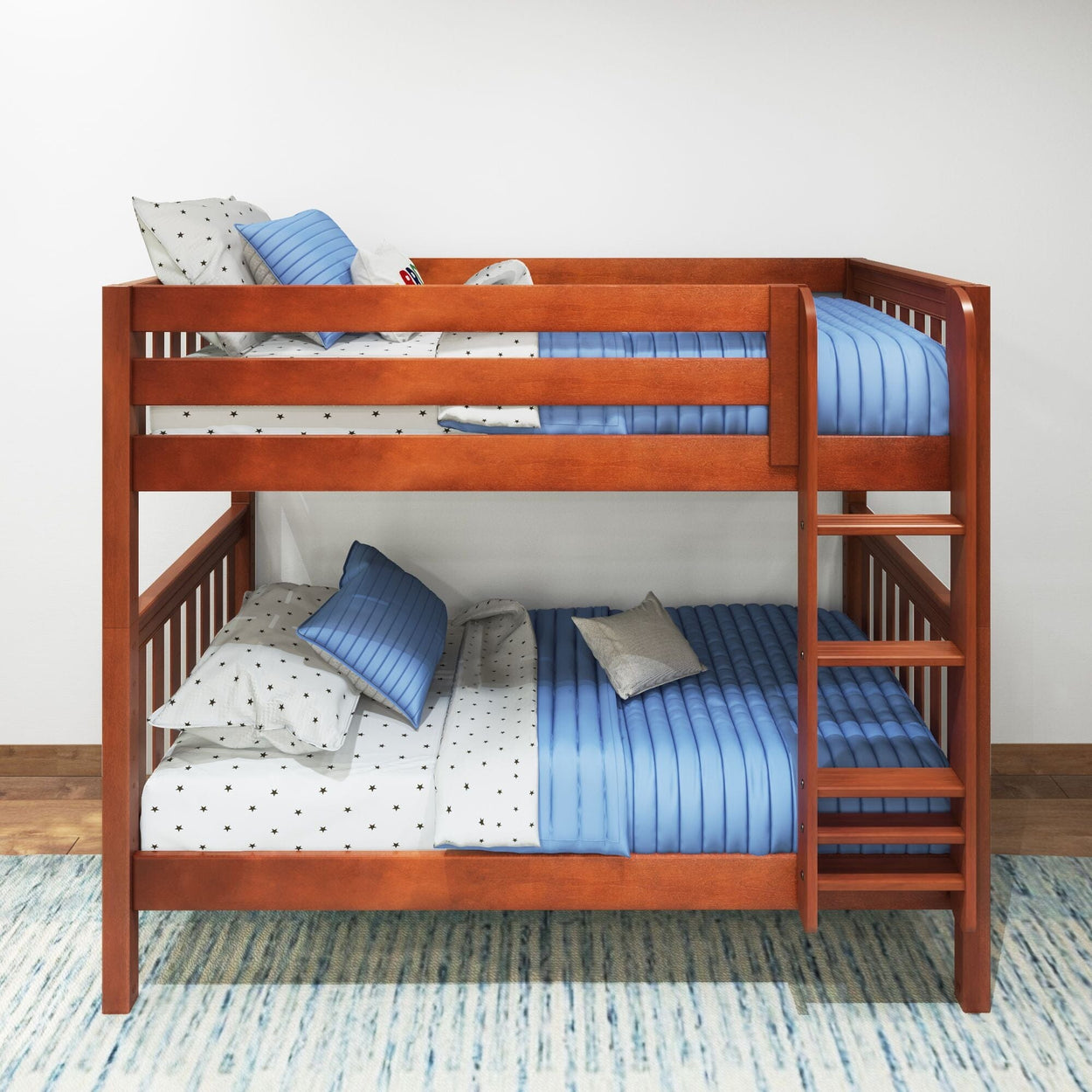 GETIT CS : Classic Bunk Beds Twin Medium Bunk Bed with Straight Ladder on Front, Slat, Chestnut