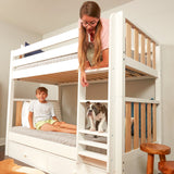 GETIT MWS : Classic Bunk Beds Modern Twin Medium Bunk Bed with Straight Ladder on Front