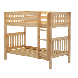 GETIT NS : Bunk Bed Twin Medium Bunk Bed with Straight Ladder on Front, Slat, Natural