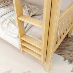 GETIT NS : Bunk Bed Twin Medium Bunk Bed with Straight Ladder on Front, Slat, Natural