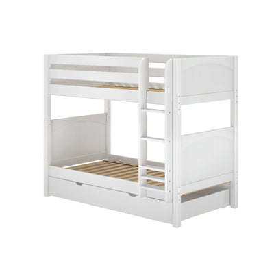 GETIT TD WP : Classic Bunk Beds Twin Medium Bunk Bed with Trundle Drawer, Panel, White