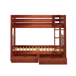 GETIT UD CP : Classic Bunk Beds Twin Medium Bunk Bed with Underbed Storage Drawer, Panel, Chestnut