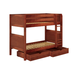 GETIT UD CP : Classic Bunk Beds Twin Medium Bunk Bed with Underbed Storage Drawer, Panel, Chestnut