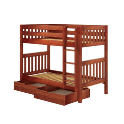 GETIT UD CS : Classic Bunk Beds Twin Medium Bunk Bed with Underbed Storage Drawer, Slat, Chestnut