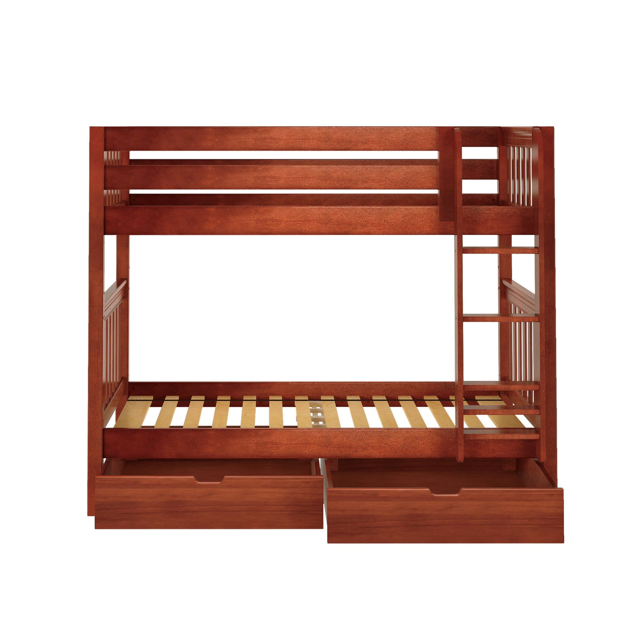 GETIT UD CS : Classic Bunk Beds Twin Medium Bunk Bed with Underbed Storage Drawer, Slat, Chestnut