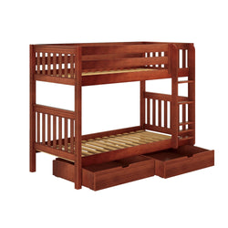 GETIT UD CS : Classic Bunk Beds Twin Medium Bunk Bed with Underbed Storage Drawer, Slat, Chestnut