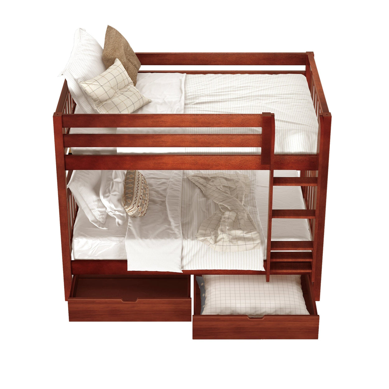 GETIT UD CS : Classic Bunk Beds Twin Medium Bunk Bed with Underbed Storage Drawer, Slat, Chestnut