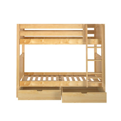 GETIT UD NP : Classic Bunk Beds Twin Medium Bunk Bed with Underbed Storage Drawer, Panel, Natural