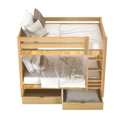 GETIT UD NP : Classic Bunk Beds Twin Medium Bunk Bed with Underbed Storage Drawer, Panel, Natural