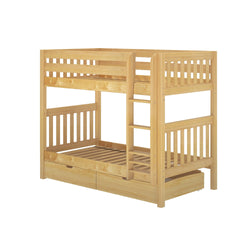 GETIT UD NS : Classic Bunk Beds Twin Medium Bunk Bed with Underbed Storage Drawer, Slat, Natural