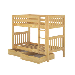 GETIT UD NS : Classic Bunk Beds Twin Medium Bunk Bed with Underbed Storage Drawer, Slat, Natural