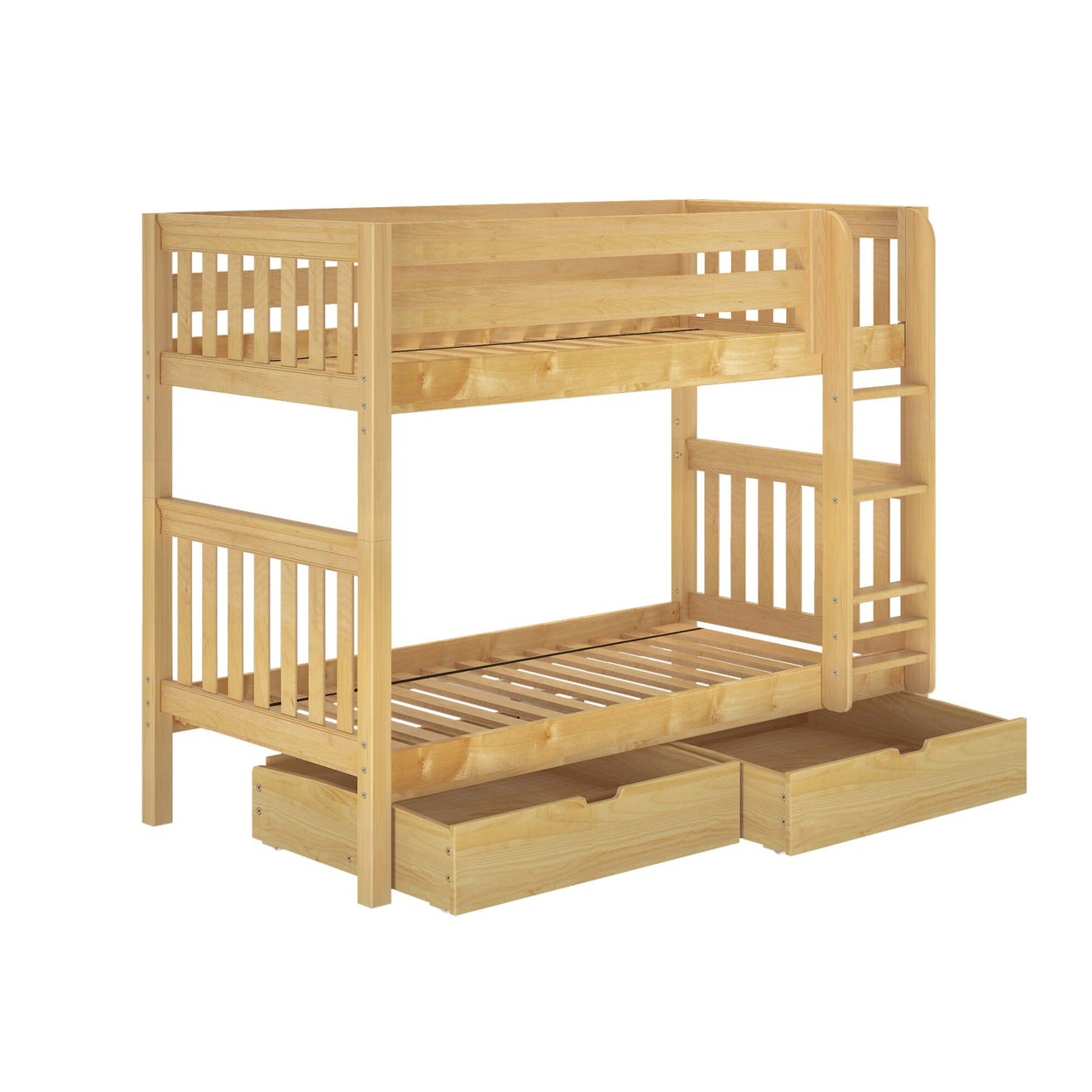 GETIT UD NS : Classic Bunk Beds Twin Medium Bunk Bed with Underbed Storage Drawer, Slat, Natural