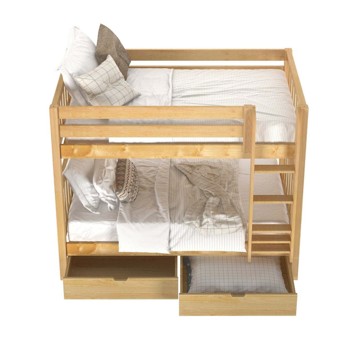 GETIT UD NS : Classic Bunk Beds Twin Medium Bunk Bed with Underbed Storage Drawer, Slat, Natural