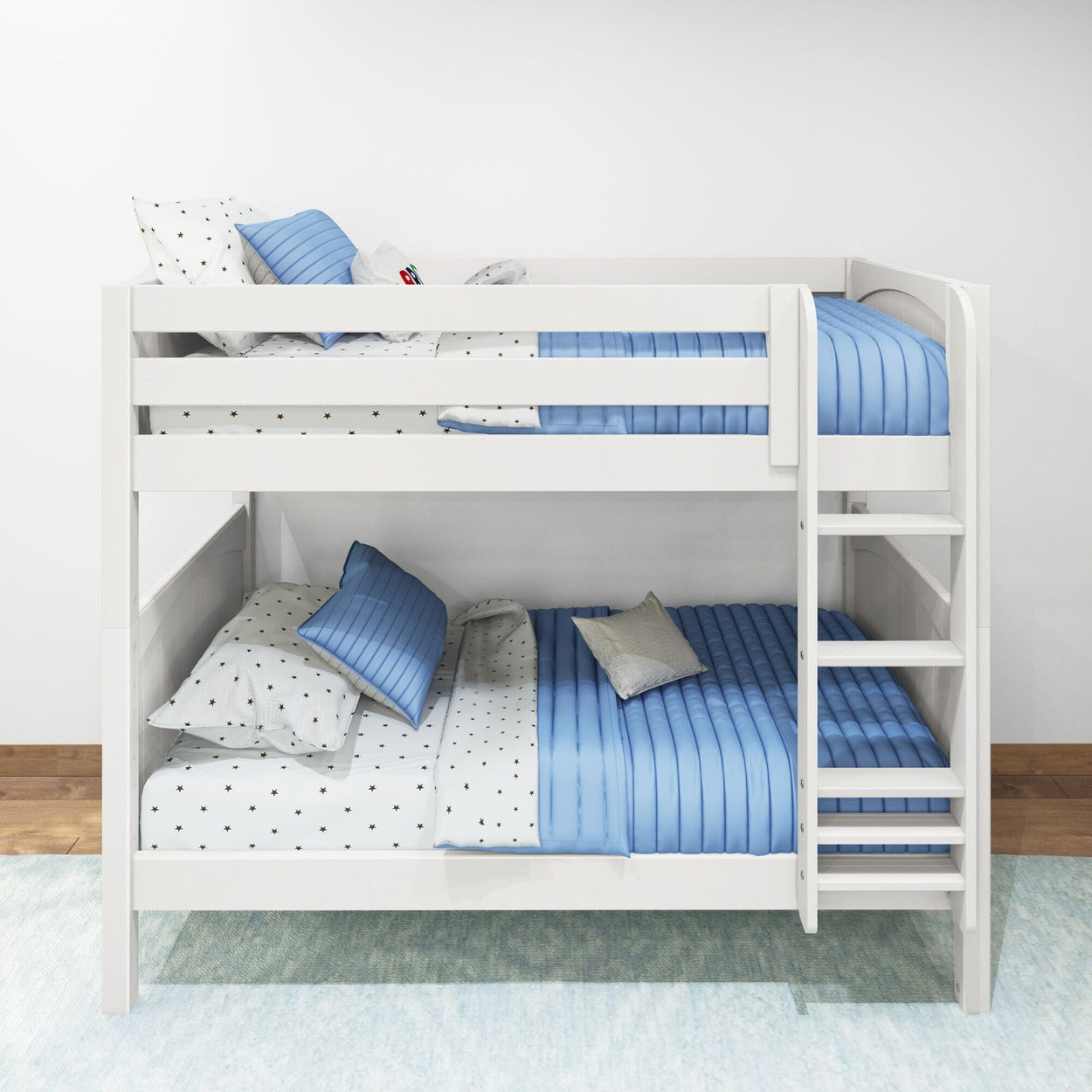 GETIT WP : Classic Bunk Beds Twin Medium Bunk Bed with Straight Ladder on Front, Panel, White