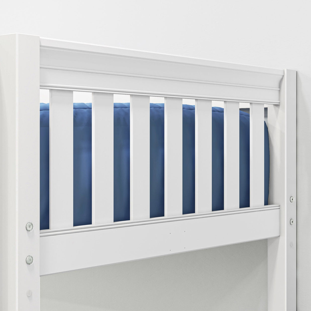 GETIT WS : Bunk Bed Twin Medium Bunk Bed with Straight Ladder on Front, Slat, White