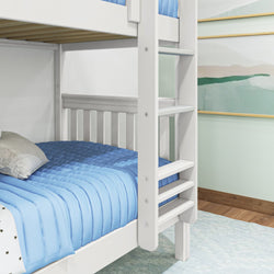 GETIT WS : Classic Bunk Beds Twin Medium Bunk Bed with Straight Ladder on Front, Slat, White