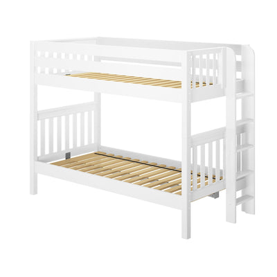 GETIT XL 1 WS : Bunk Bed Med Bunk XL w/ Straight Ladder on End (Low/Med), Slat, White