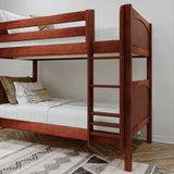 GETIT XL CP : Classic Bunk Beds Twin XL Medium Bunk Bed with Straight Ladder on Front, Panel, Chestnut