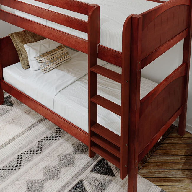 GETIT XL CP : Classic Bunk Beds Twin XL Medium Bunk Bed with Straight Ladder on Front, Panel, Chestnut