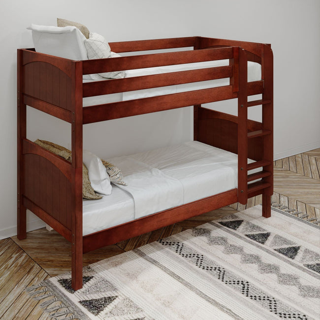 GETIT XL CP : Classic Bunk Beds Twin XL Medium Bunk Bed with Straight Ladder on Front, Panel, Chestnut