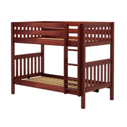 GETIT CS : Bunk Bed Twin Medium Bunk Bed with Straight Ladder on Front, Slat, Chestnut