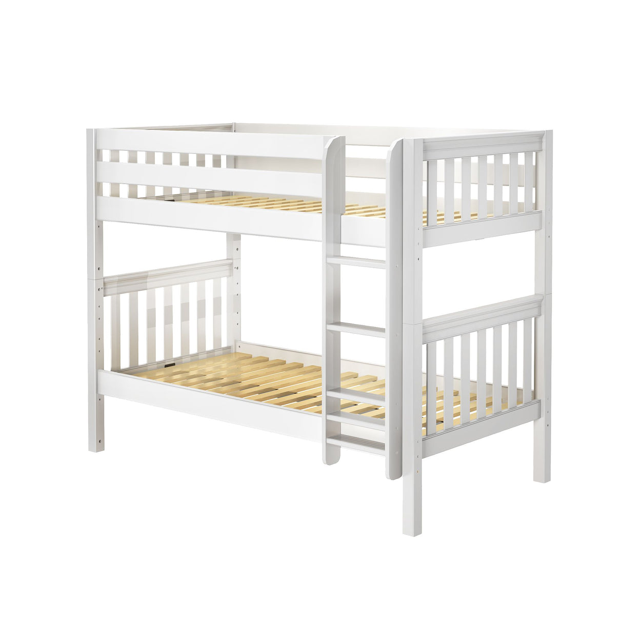 GETIT WS : Bunk Bed Twin Medium Bunk Bed with Straight Ladder on Front, Slat, White