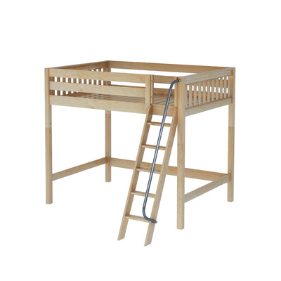 GIANT NS : Standard Loft Beds Full High Loft Bed with Angled Ladder on Front, Slat, Natural