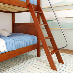 GOTIT CP : Bunk Bed Twin Medium Bunk Bed with Angled Ladder on Front, Panel, Chestnut