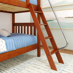 GOTIT CS : Bunk Bed Twin Medium Bunk Bed with Angled Ladder on Front, Slat, Chestnut