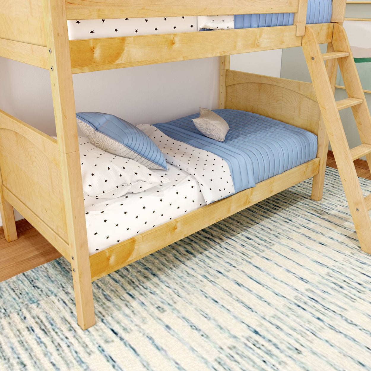 GOTIT NP : Bunk Bed Twin Medium Bunk Bed with Angled Ladder on Front, Panel, Natural